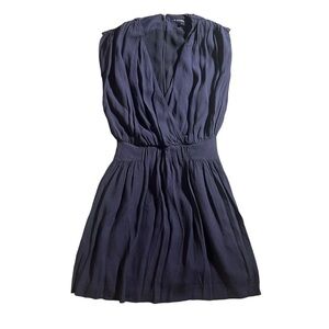 French Connection Plunge Neck Mini Dress in Navy Blue
